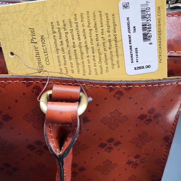 Patricia Nash Josselin Leather Satchel Crossbody In Signature Floret Pattern - Picture 6 of 10